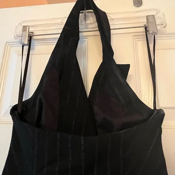 Pinstripe halter jumpsuit by Bebe preloved size 0. There is no stretch. - Picture 5 of 8